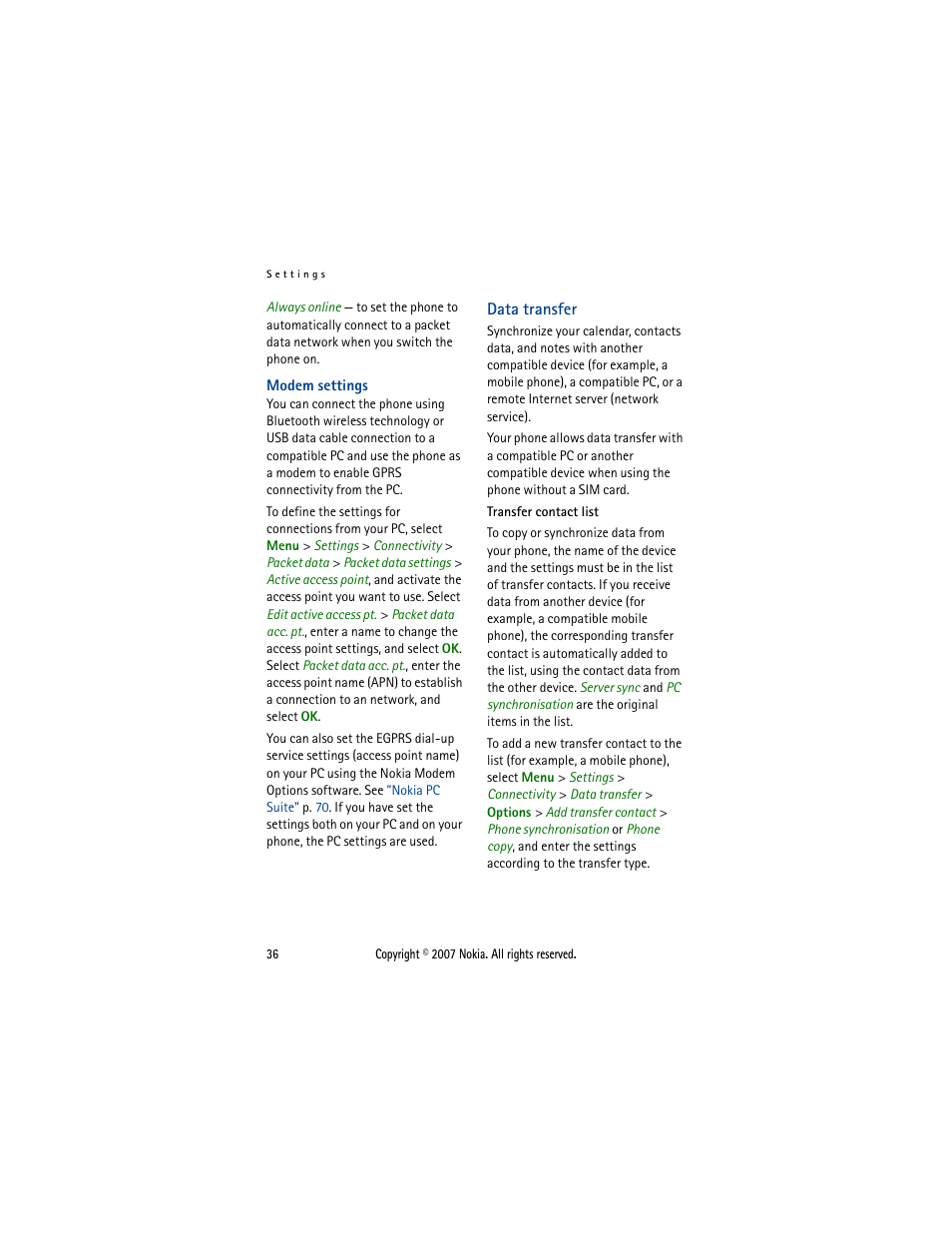 Data transfer | Nokia 5300  EN User Manual | Page 51 / 101