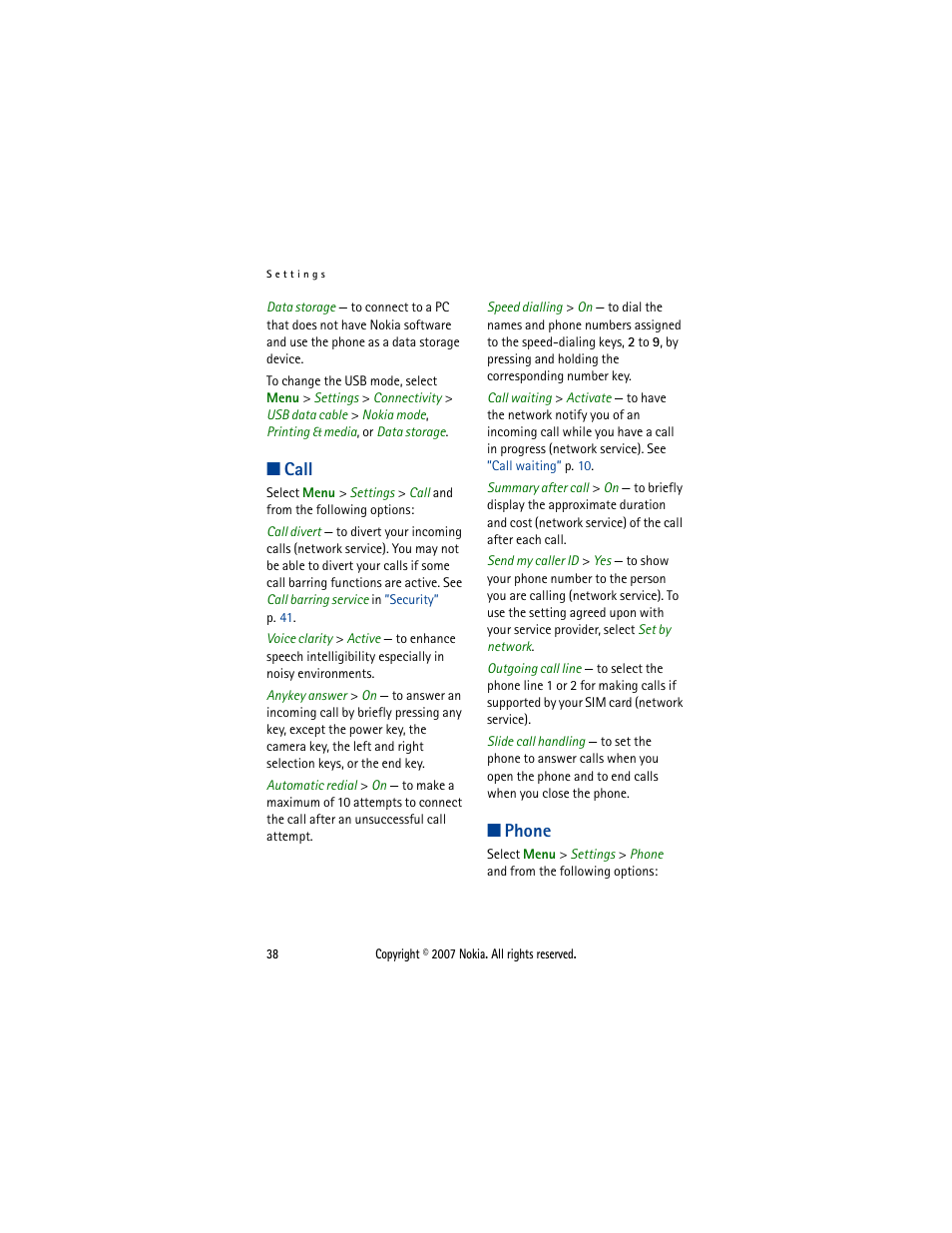 Call, Phone, Call phone | Nokia 5300  EN User Manual | Page 53 / 101