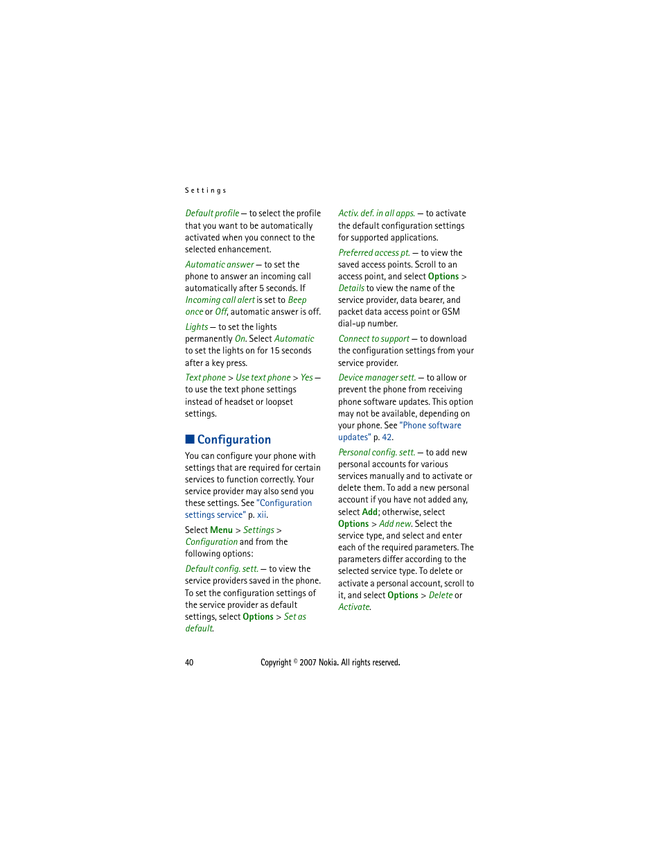 Configuration | Nokia 5300  EN User Manual | Page 55 / 101