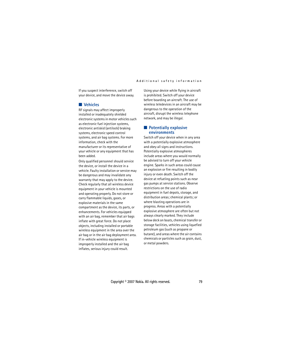 Vehicles, Potentially explosive environments, Vehicles potentially explosive environments | Nokia 5300  EN User Manual | Page 94 / 101