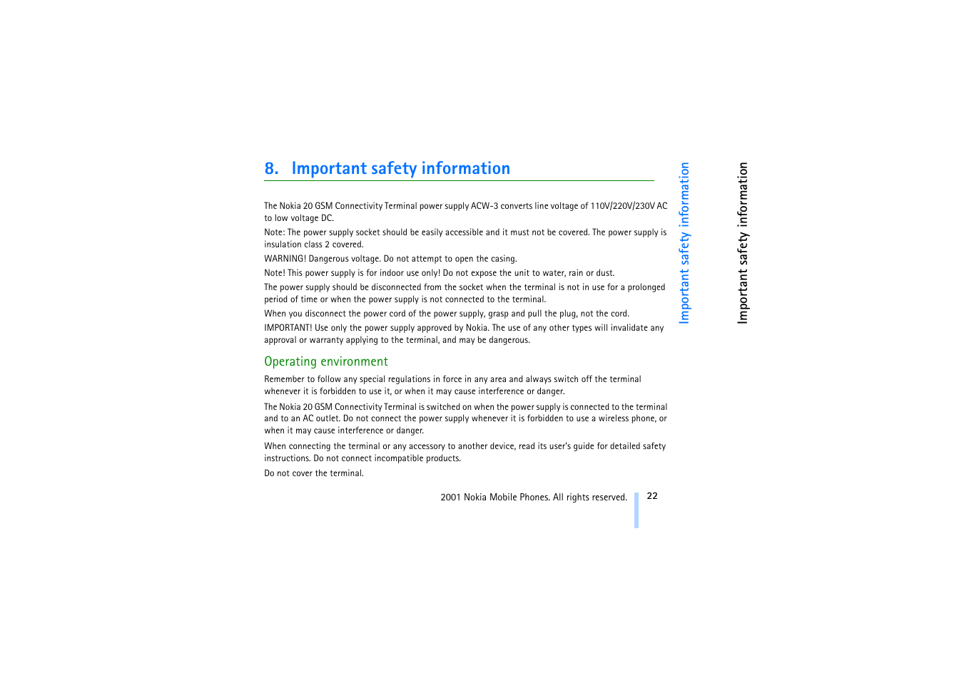Important safety information, Important safety | Nokia 20 User Manual | Page 22 / 25