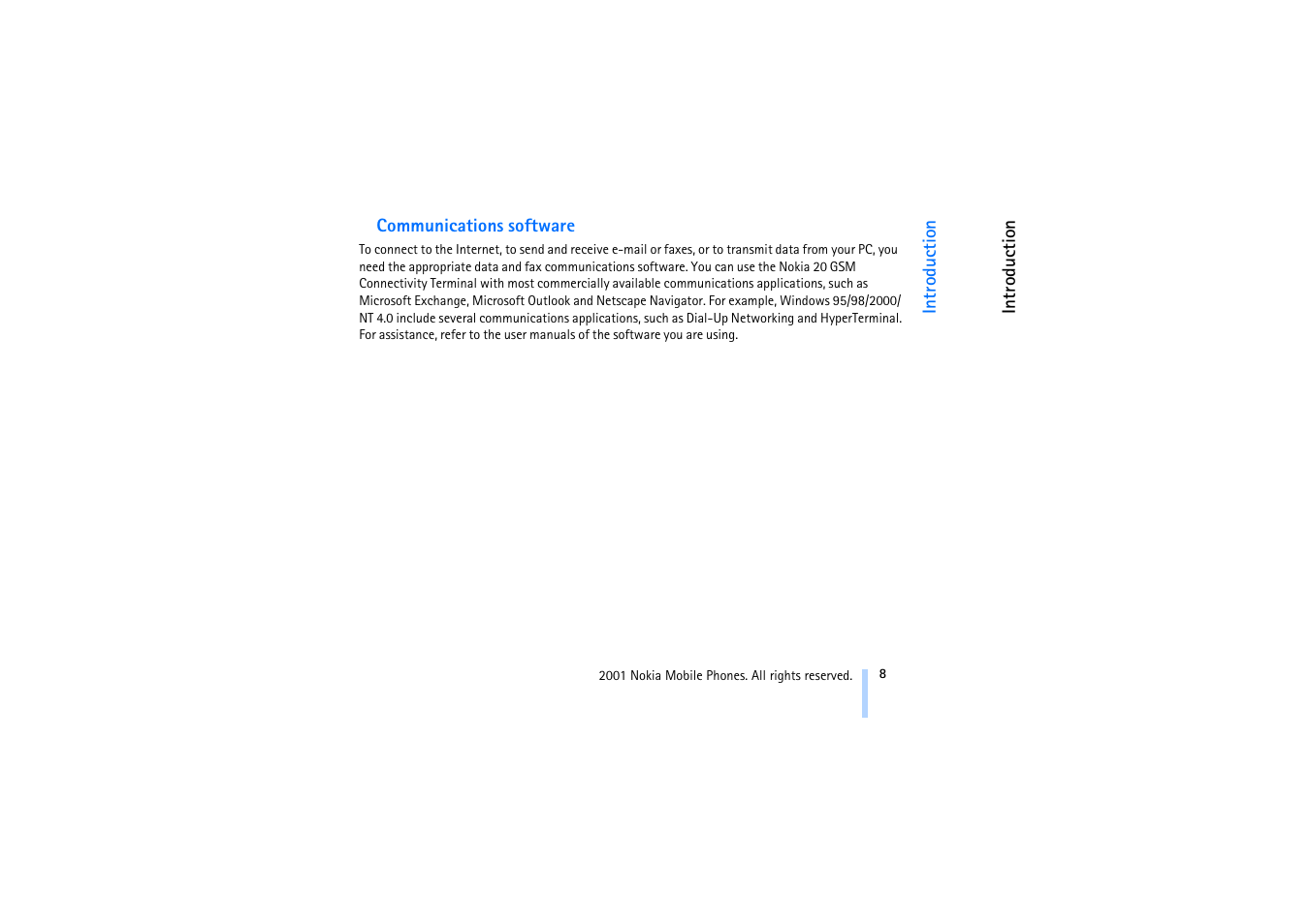 Communications software | Nokia 20 User Manual | Page 8 / 25