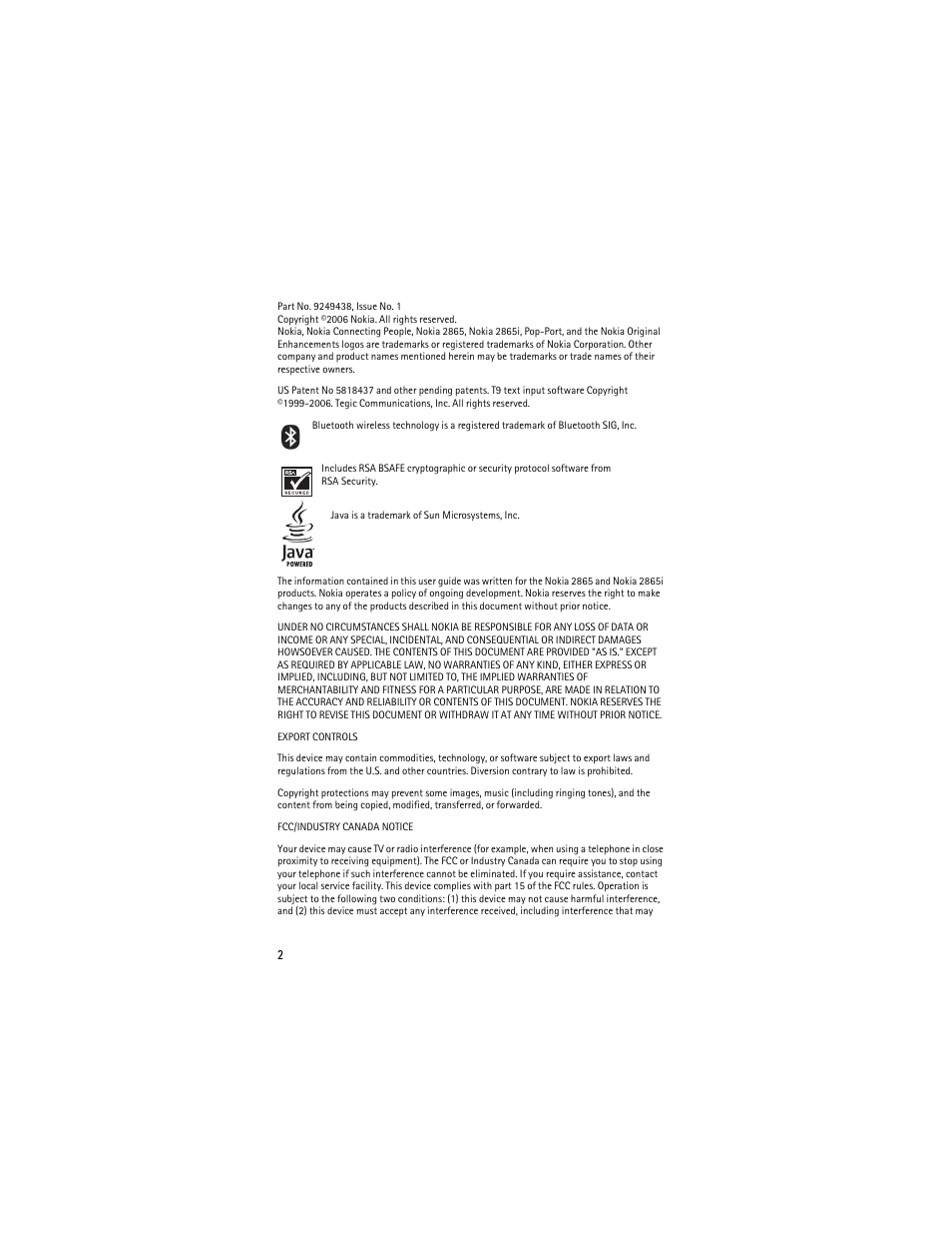 Nokia 2865i User Manual | Page 2 / 114