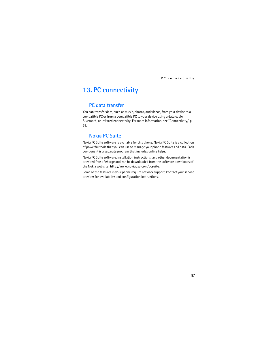 Pc connectivity | Nokia 2865i User Manual | Page 97 / 114