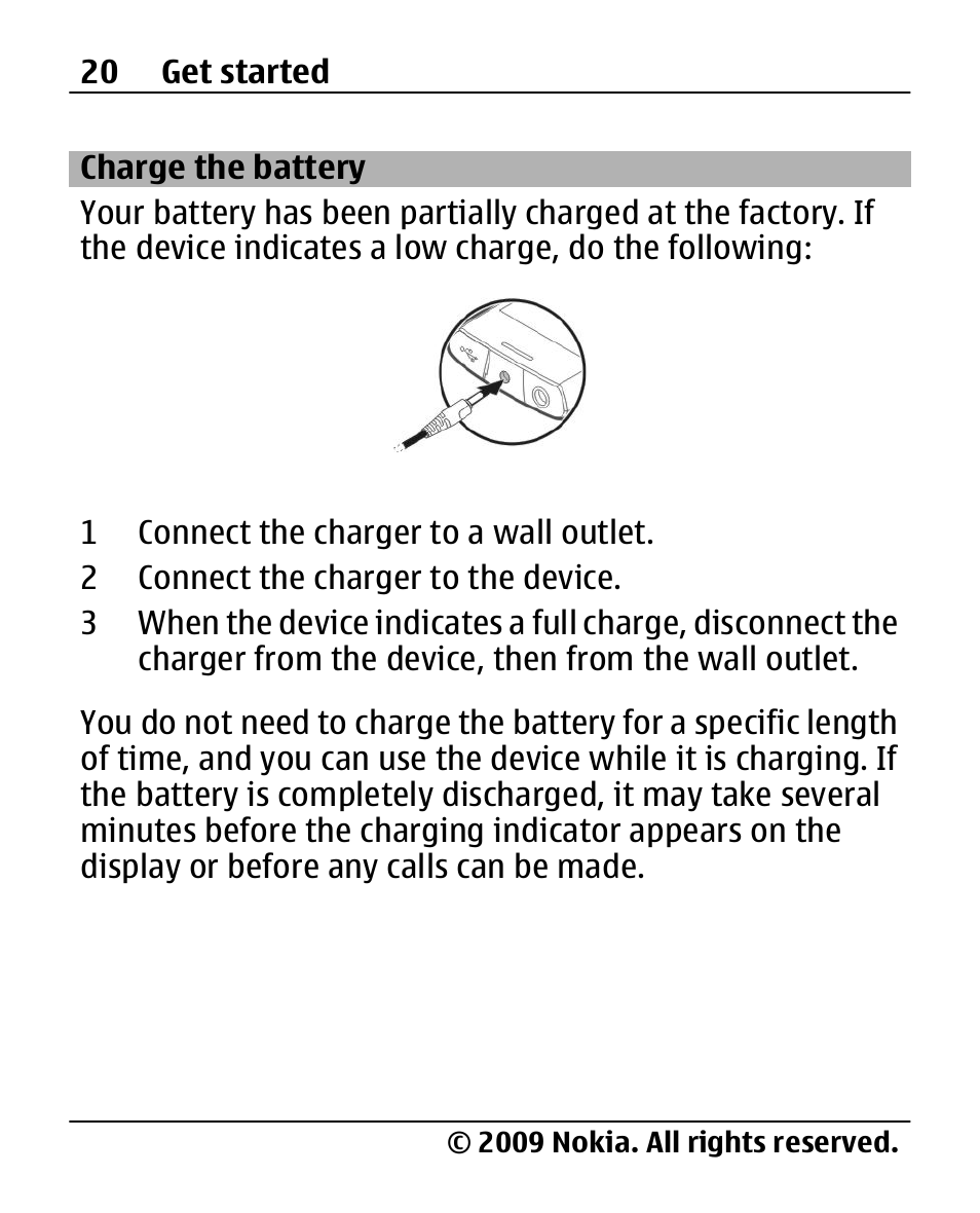 Charge the battery | Nokia X200 User Manual | Page 20 / 88