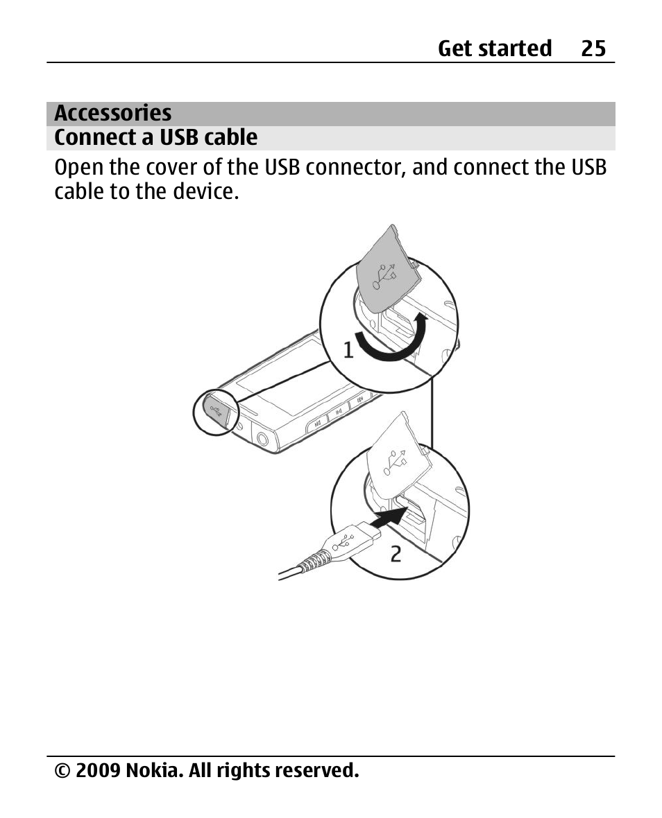 Accessories, Connect a usb cable | Nokia X200 User Manual | Page 25 / 88