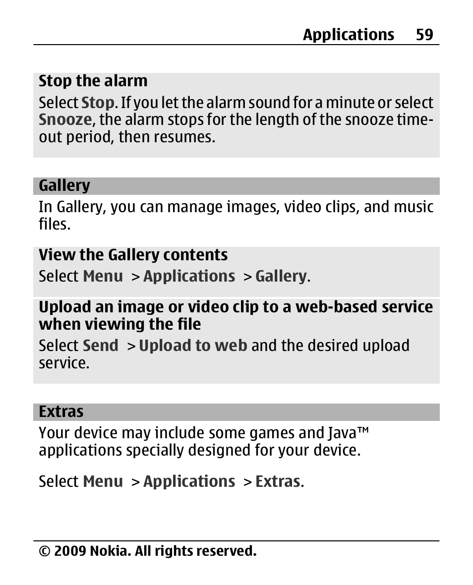 Gallery, Extras | Nokia X200 User Manual | Page 59 / 88