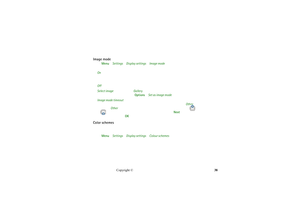 Image mode | Nokia HS-13W User Manual | Page 38 / 46