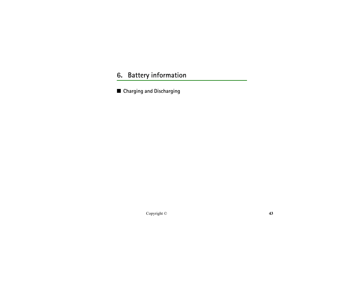 Battery information, Charging and discharging | Nokia HS-13W User Manual | Page 43 / 46