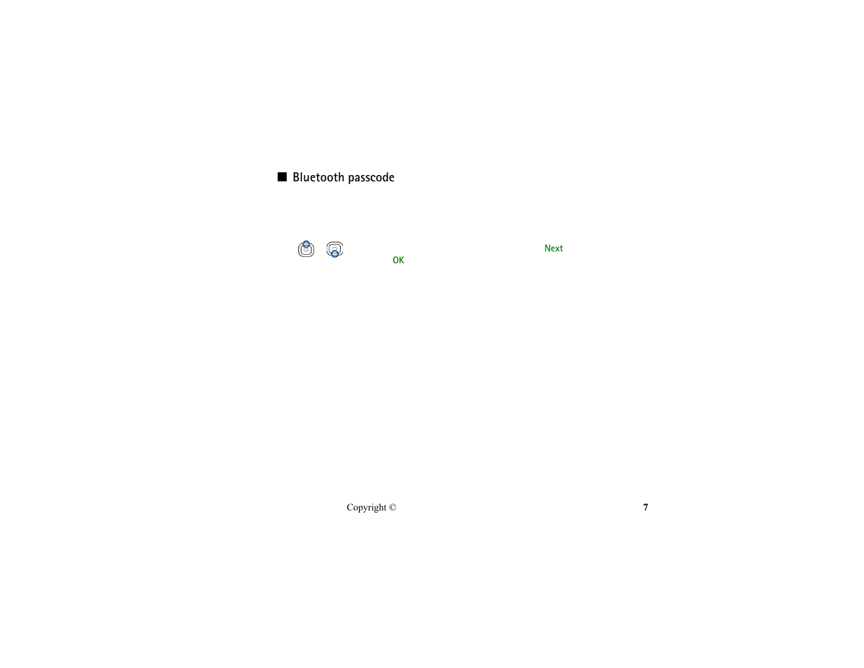 Bluetooth passcode | Nokia HS-13W User Manual | Page 7 / 46