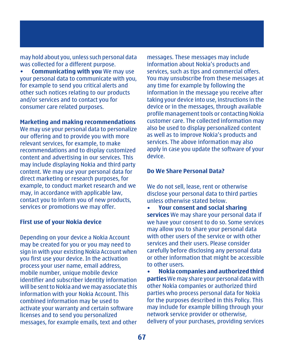 Nokia 112 User Manual | Page 67 / 73