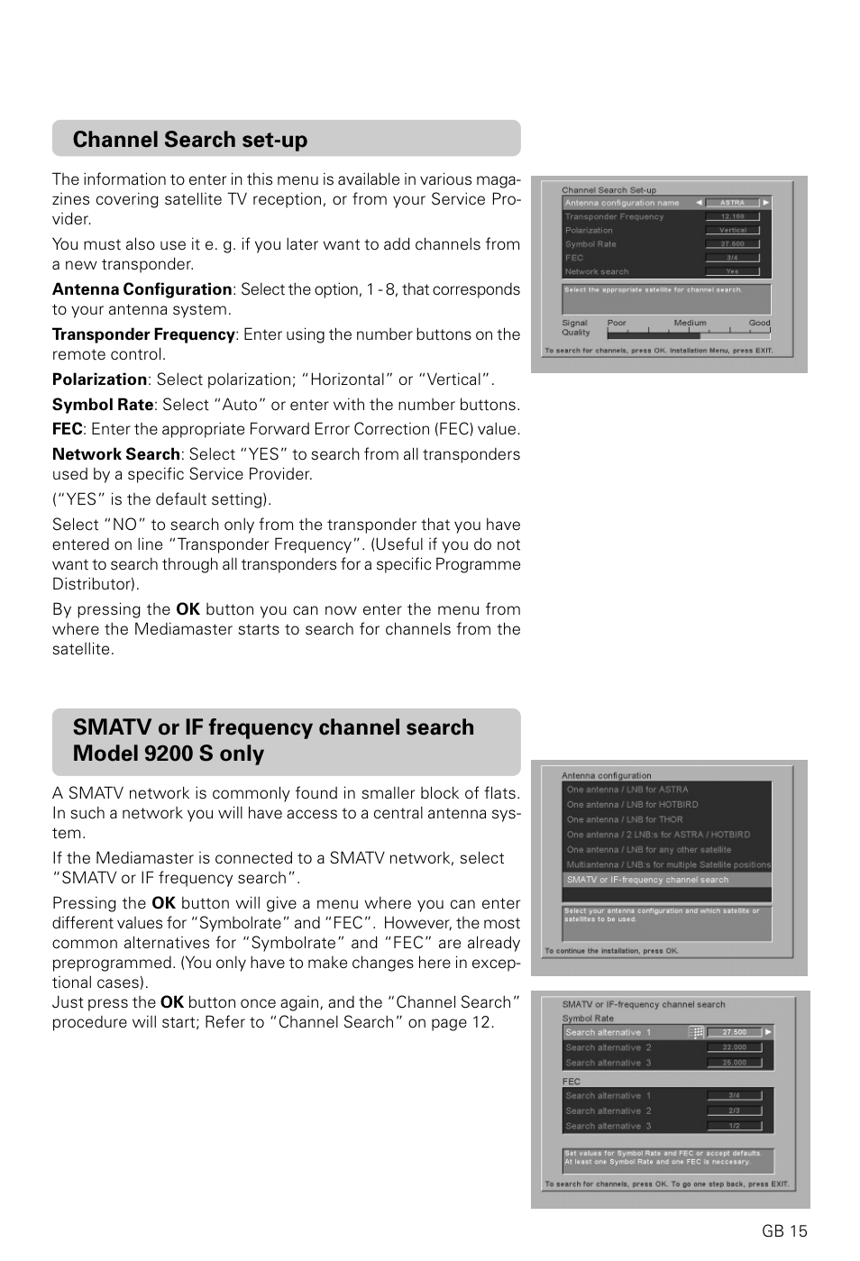 Channel search set-up | Nokia 9600S User Manual | Page 15 / 28