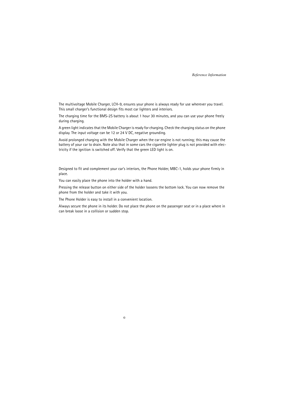 Vehicle, Mobile charger (lch-9), Phone holder (mbc-1) | Nokia 5110 User Manual | Page 41 / 43