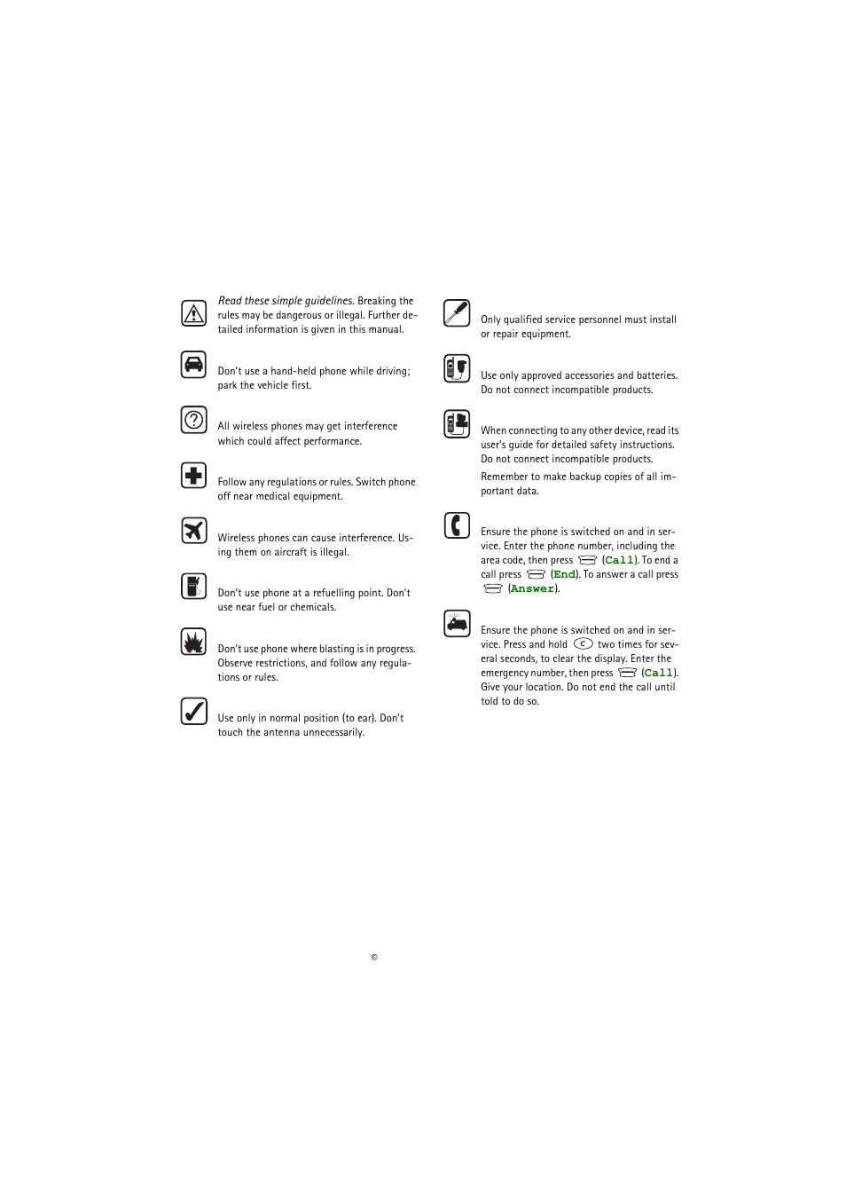 For your safety | Nokia 5110 User Manual | Page 7 / 43