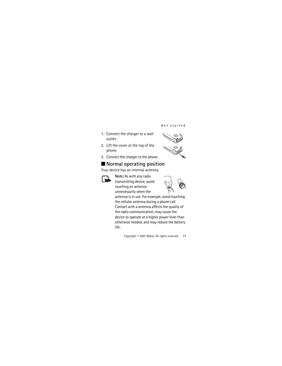 Normal operating position | Nokia 2760 User Manual | Page 18 / 99