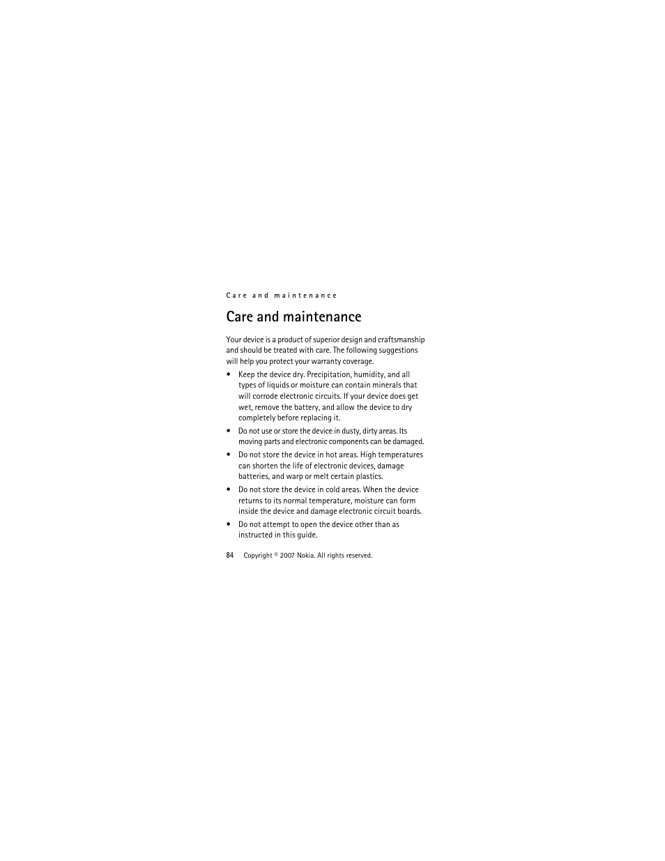 Care and maintenance | Nokia 2760 User Manual | Page 85 / 99