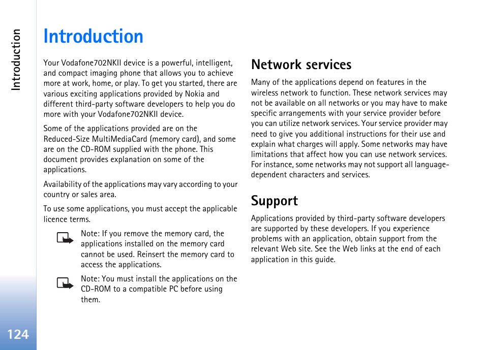 Introduction, Network services, Support | Network services support | Nokia 702 User Manual | Page 124 / 154