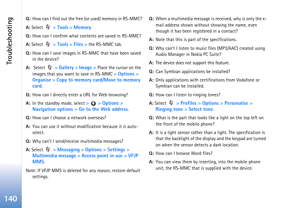 Troubleshooting | Nokia 702 User Manual | Page 140 / 154