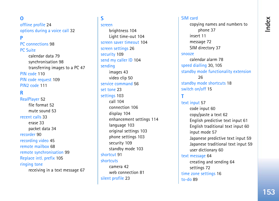Ind ex | Nokia 702 User Manual | Page 153 / 154