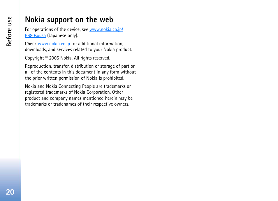 Nokia support on the web, 20 nokia support on the web, Befor e use | Nokia 702 User Manual | Page 20 / 154