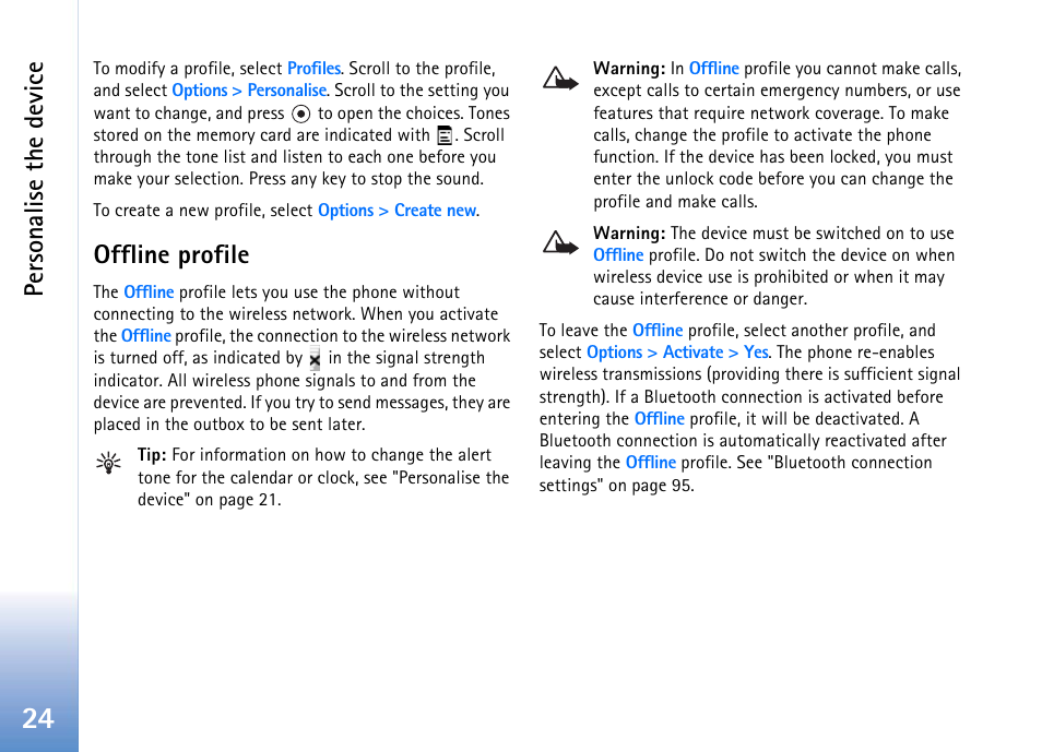 Offline profile, Personalise the device | Nokia 702 User Manual | Page 24 / 154