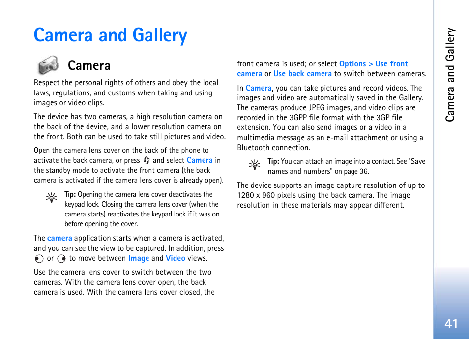 Camera and gallery, Camera | Nokia 702 User Manual | Page 41 / 154