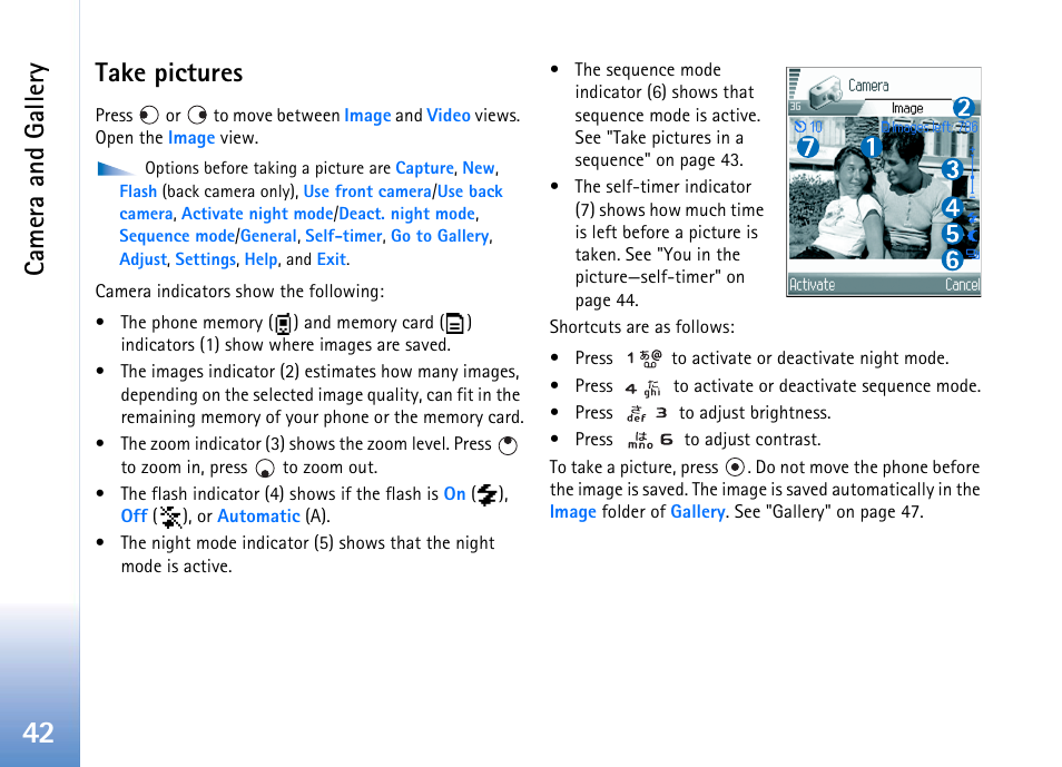 Take pictures, Camera and gallery | Nokia 702 User Manual | Page 42 / 154