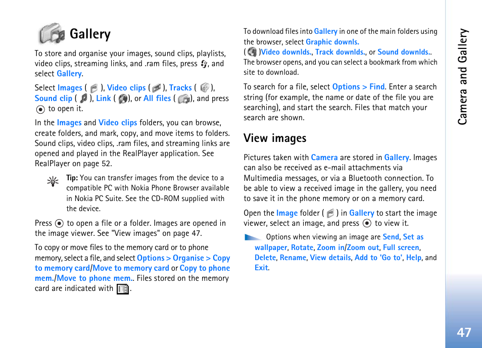 Gallery, View images, Gallery" on | Ge 47, 47 gallery, Camera and gallery | Nokia 702 User Manual | Page 47 / 154