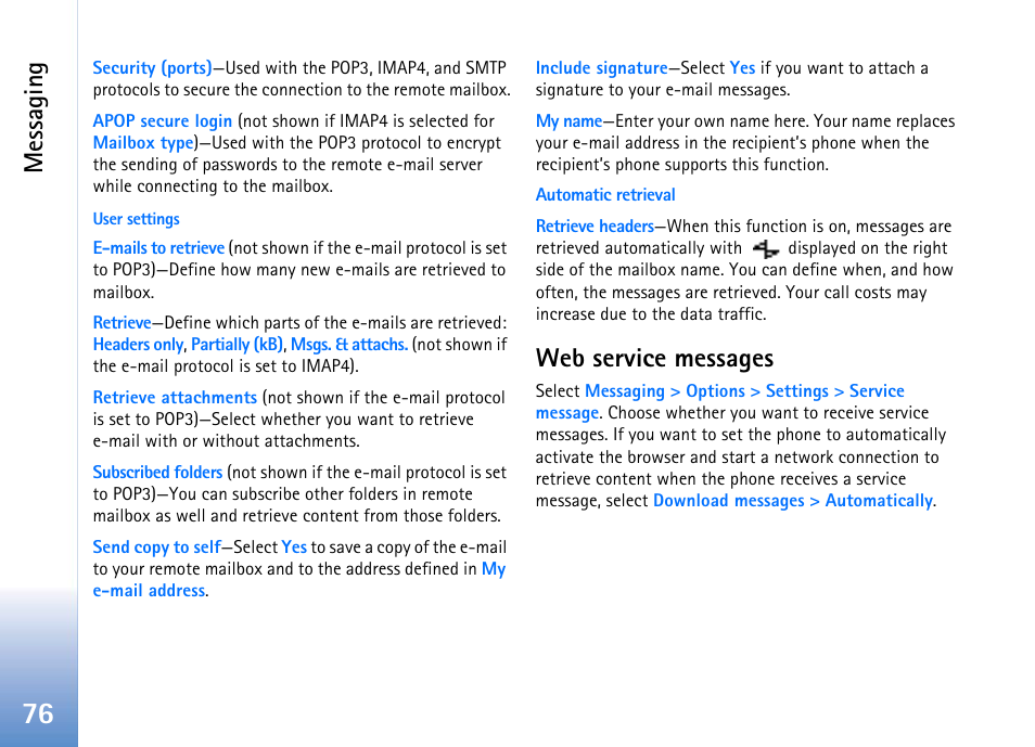 Web service messages, Messaging | Nokia 702 User Manual | Page 76 / 154