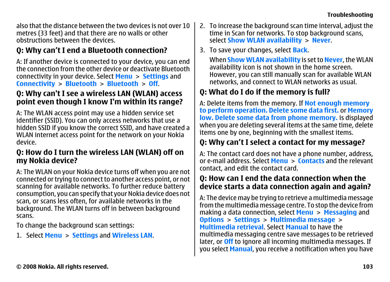 Nokia 5800EN User Manual | Page 103 / 116