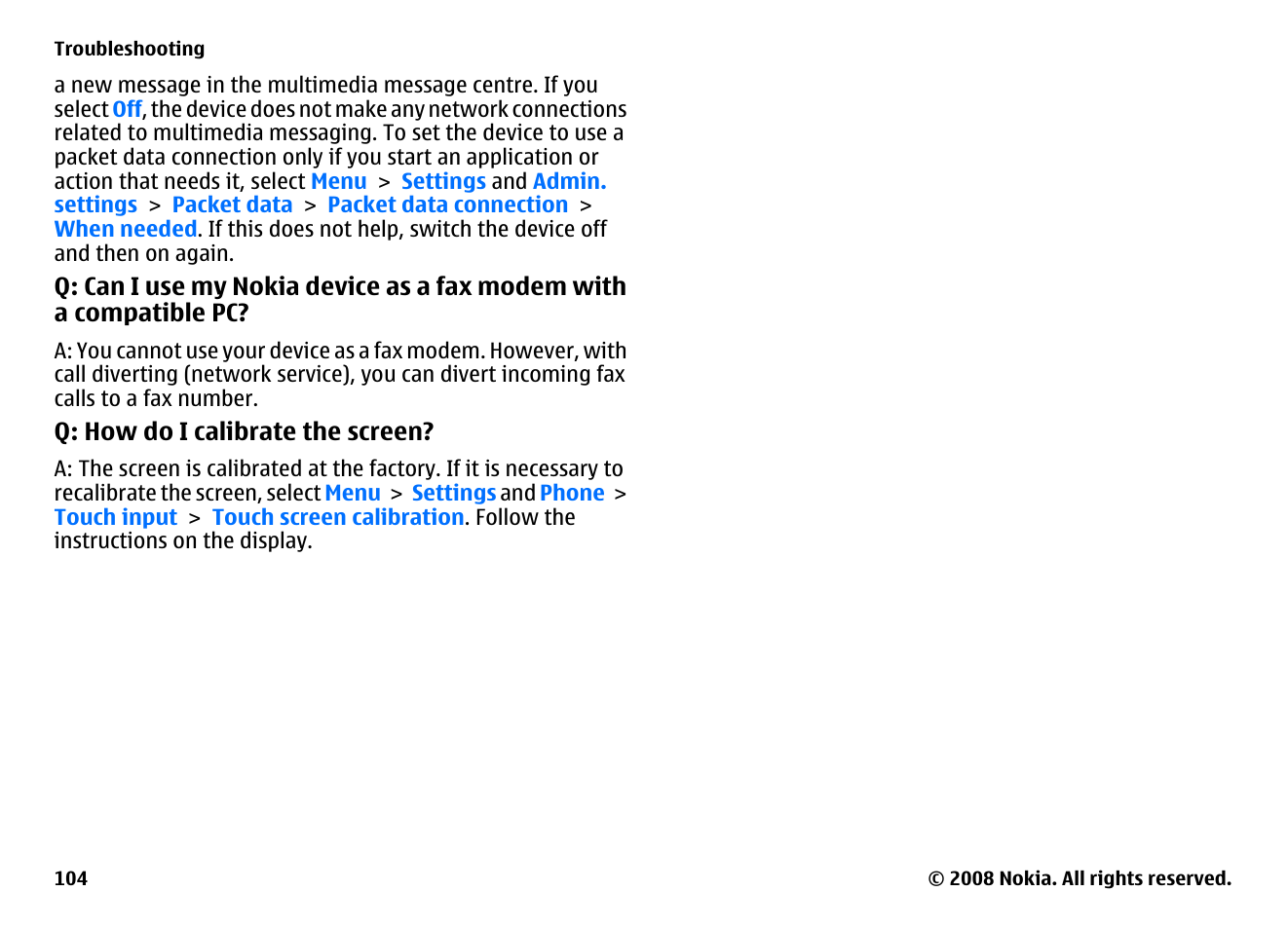 Nokia 5800EN User Manual | Page 104 / 116