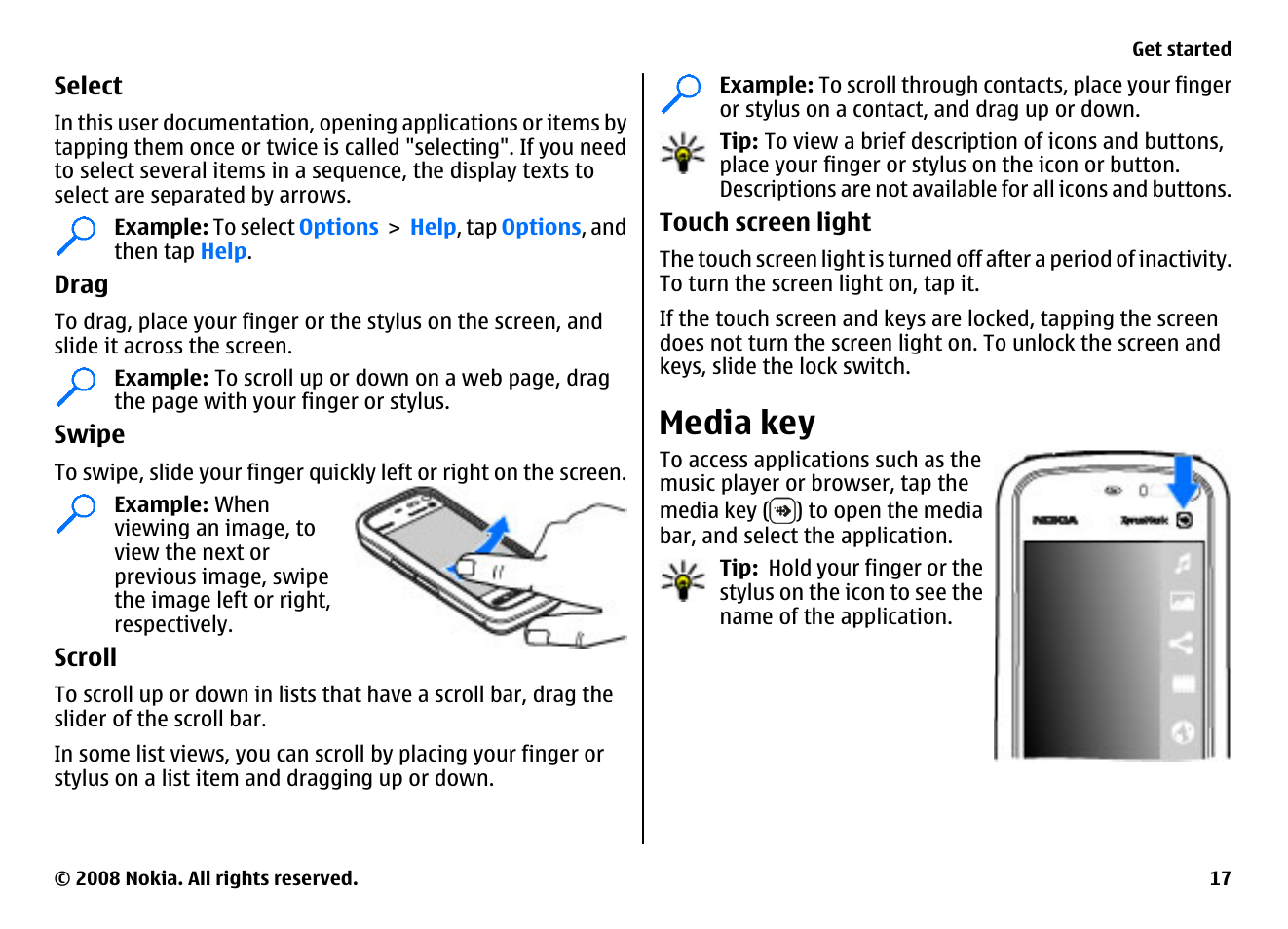 Media key | Nokia 5800EN User Manual | Page 17 / 116