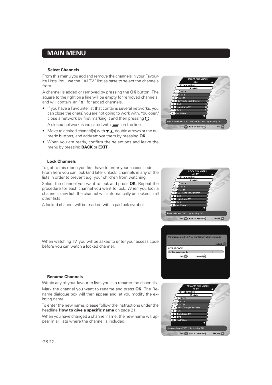 Main menu | Nokia Mediamaster 9828 User Manual | Page 22 / 34