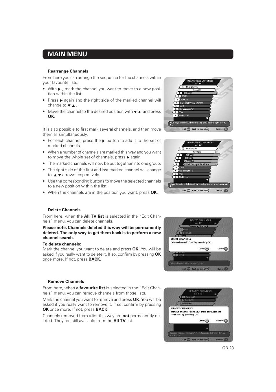 Main menu | Nokia Mediamaster 9828 User Manual | Page 23 / 34