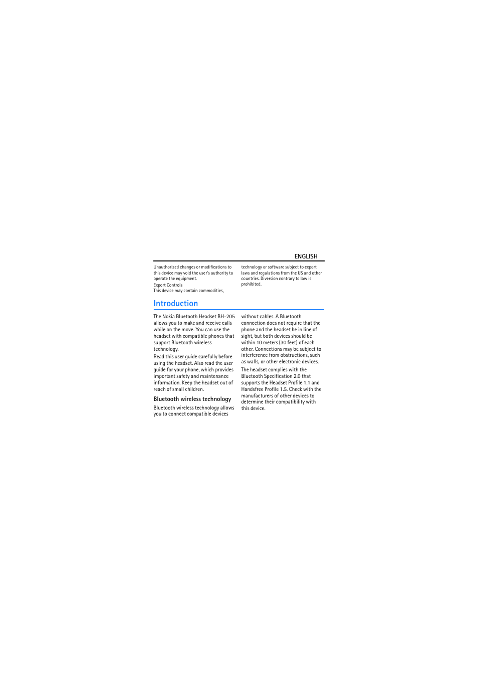 Introduction, Bluetooth wireless technology | Nokia BH-205 User Manual | Page 3 / 9