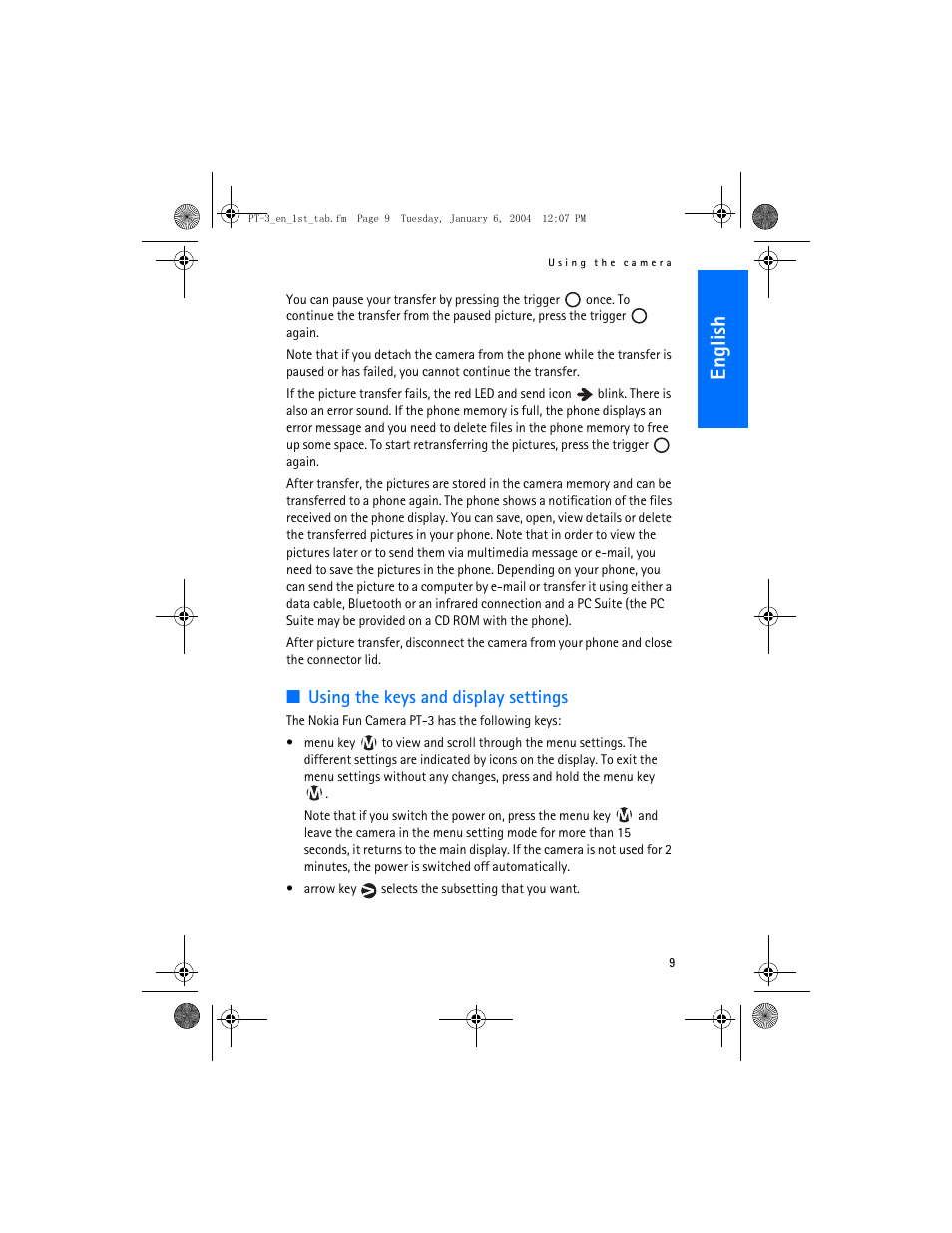 En gl ish | Nokia PT-3 User Manual | Page 10 / 13