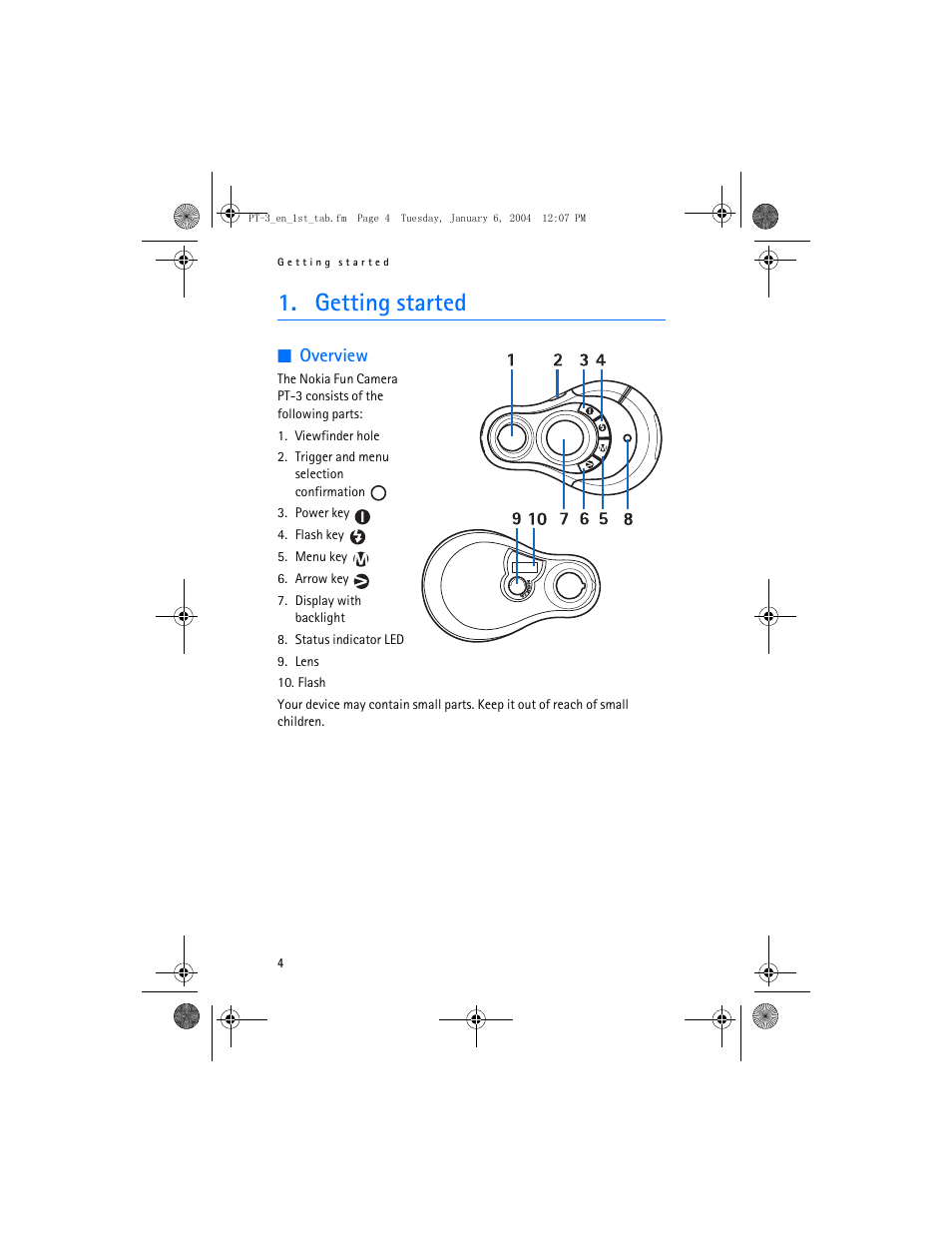 Getting started, Overview | Nokia PT-3 User Manual | Page 5 / 13