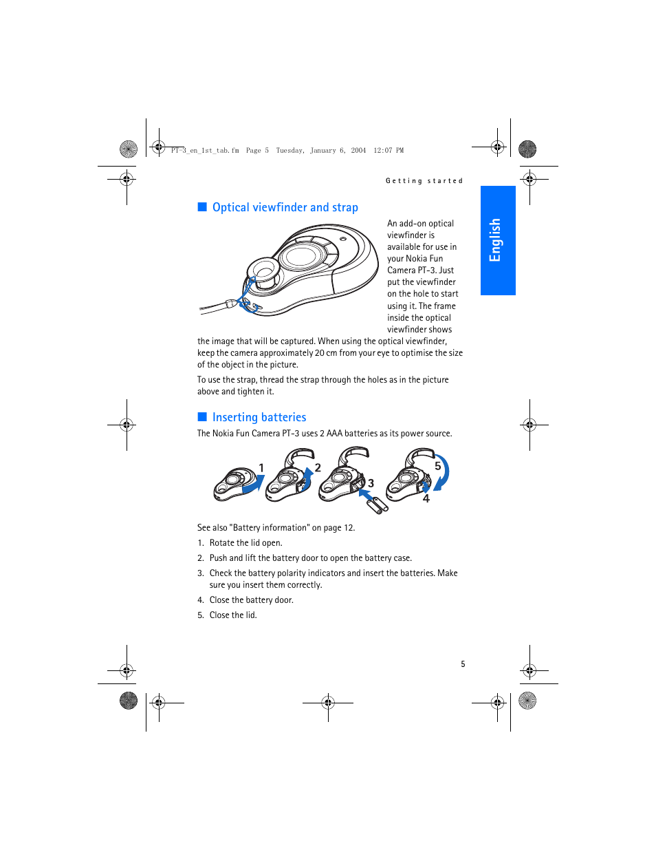 En gl ish | Nokia PT-3 User Manual | Page 6 / 13