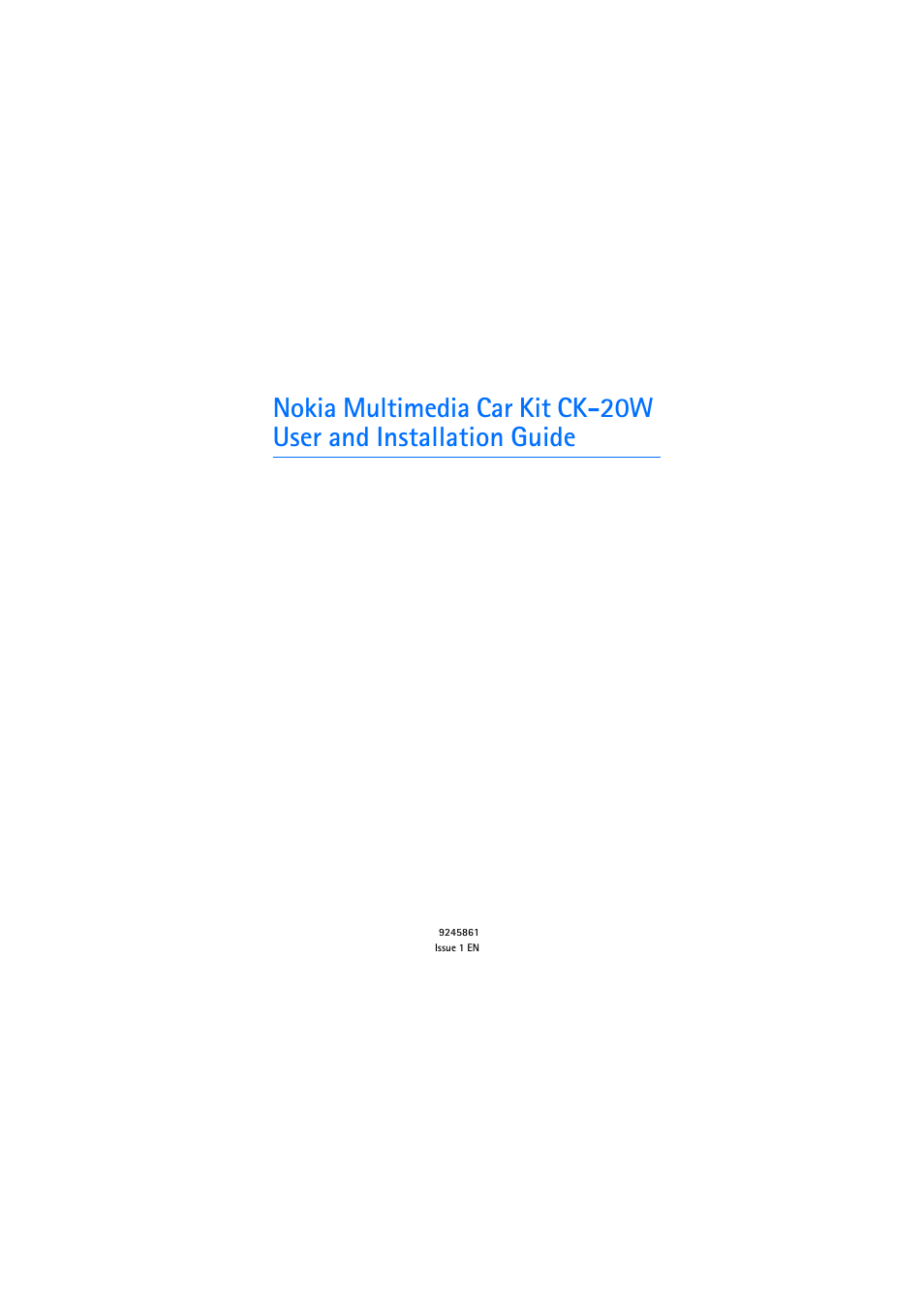 Nokia Multimedia Car Kit CK-20W User Manual | 31 pages