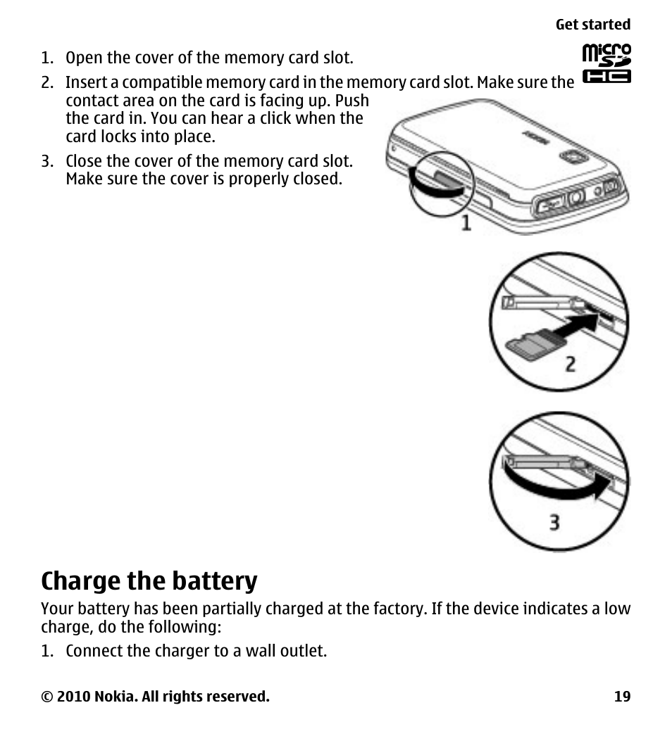 Charge the battery | Nokia 5230 User Manual | Page 19 / 164