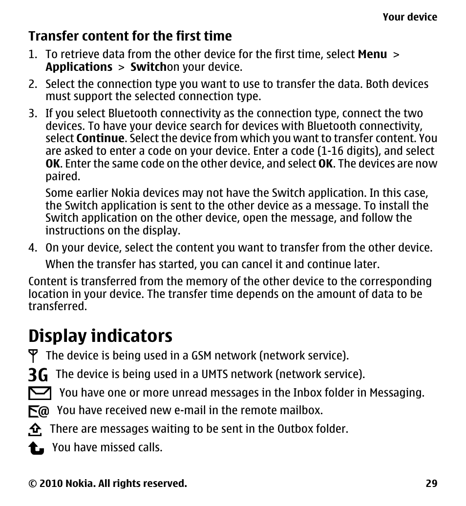 Display indicators | Nokia 5230 User Manual | Page 29 / 164