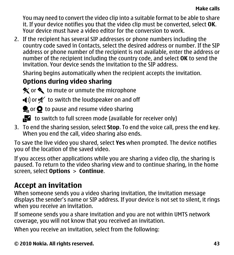 Accept an invitation | Nokia 5230 User Manual | Page 43 / 164