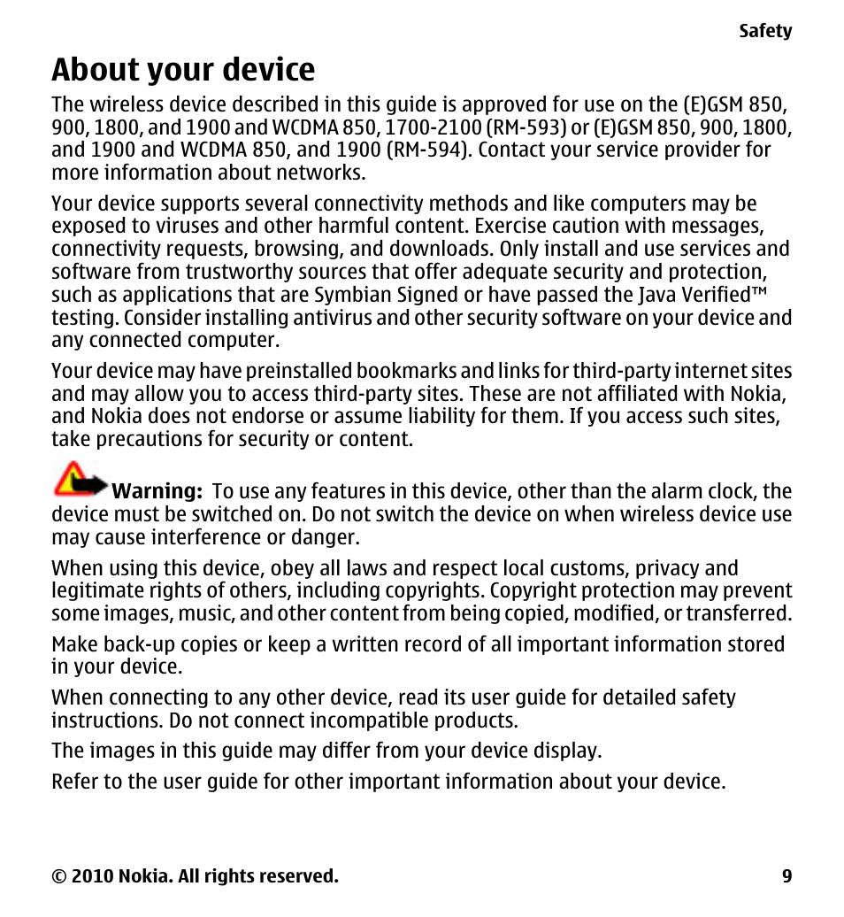 About your device | Nokia 5230 User Manual | Page 9 / 164