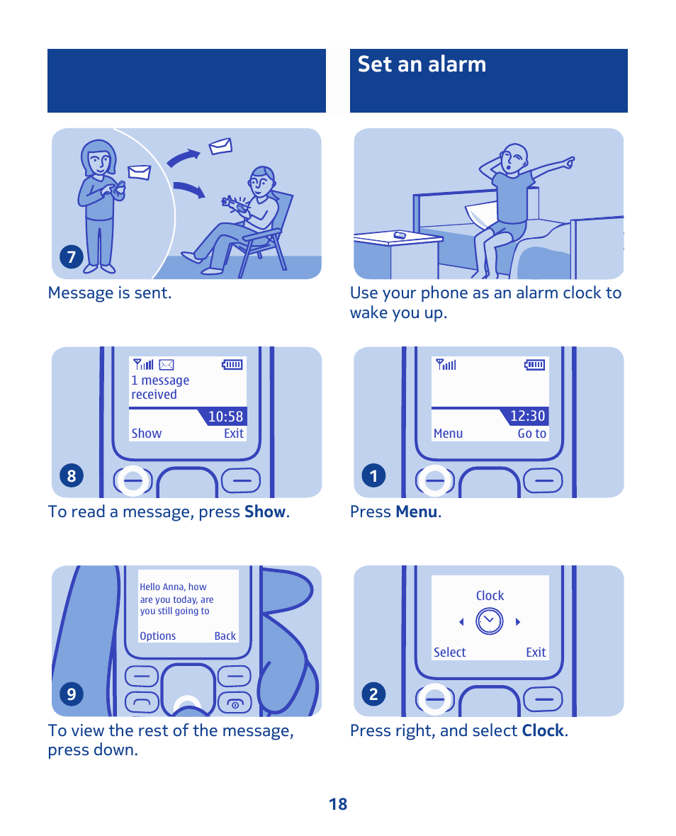 Set an alarm | Nokia 103 User Manual | Page 18 / 34
