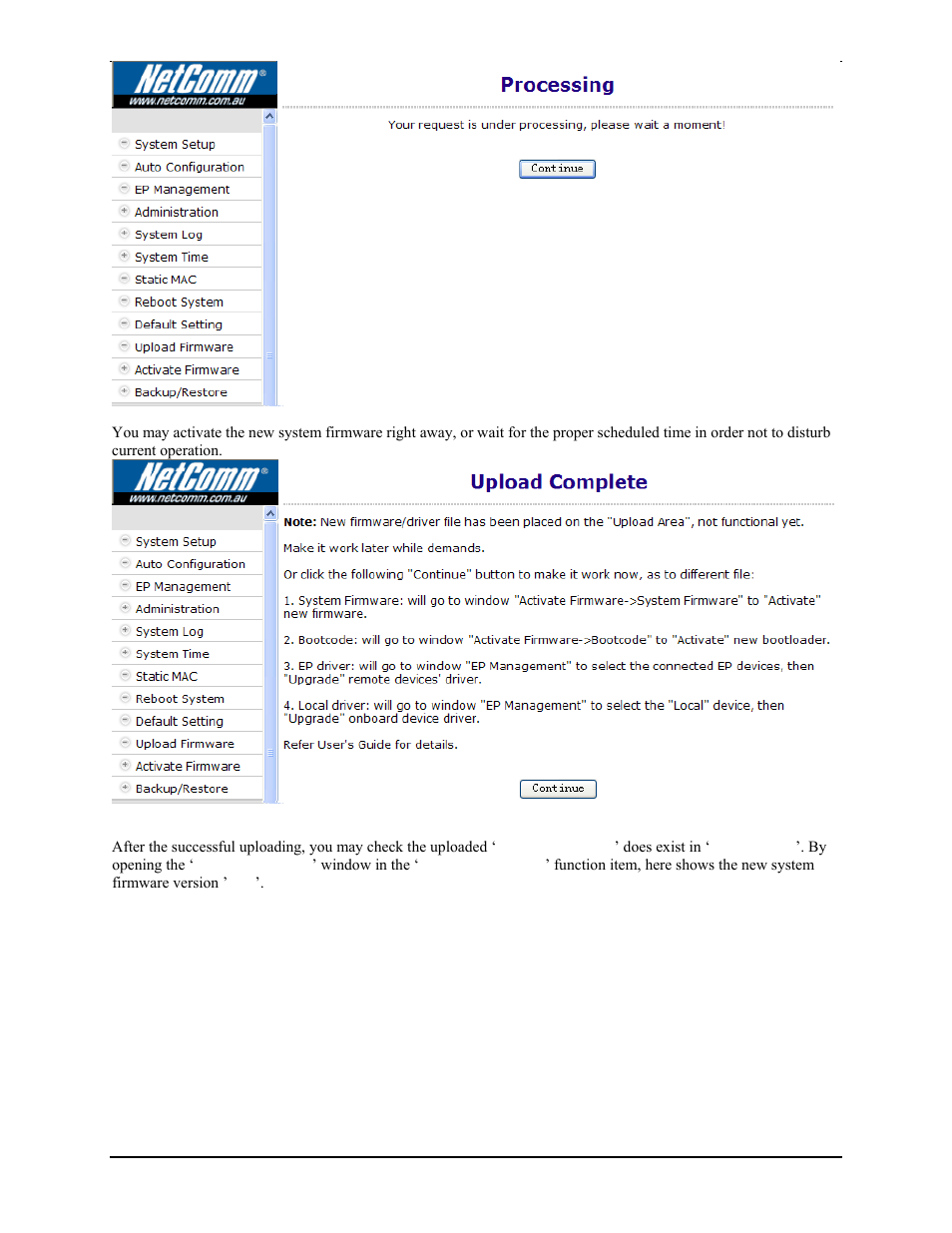 Check the new system firmware in ‘upload area | Nokia CC100 User Manual | Page 34 / 56