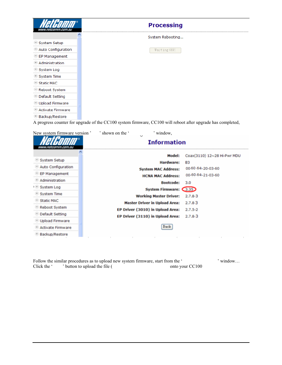 Hcna driver, Upload the new master/ep hcna driver | Nokia CC100 User Manual | Page 36 / 56