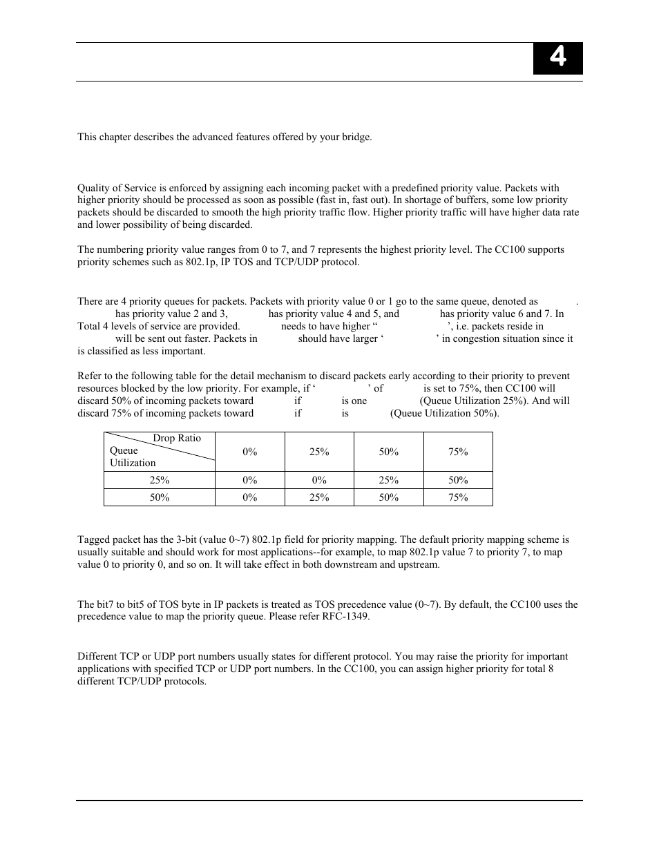 Advanced features, Priority in upstream and downstream, Ip tos | Tcp/udp port number, Advanced, Features | Nokia CC100 User Manual | Page 51 / 56