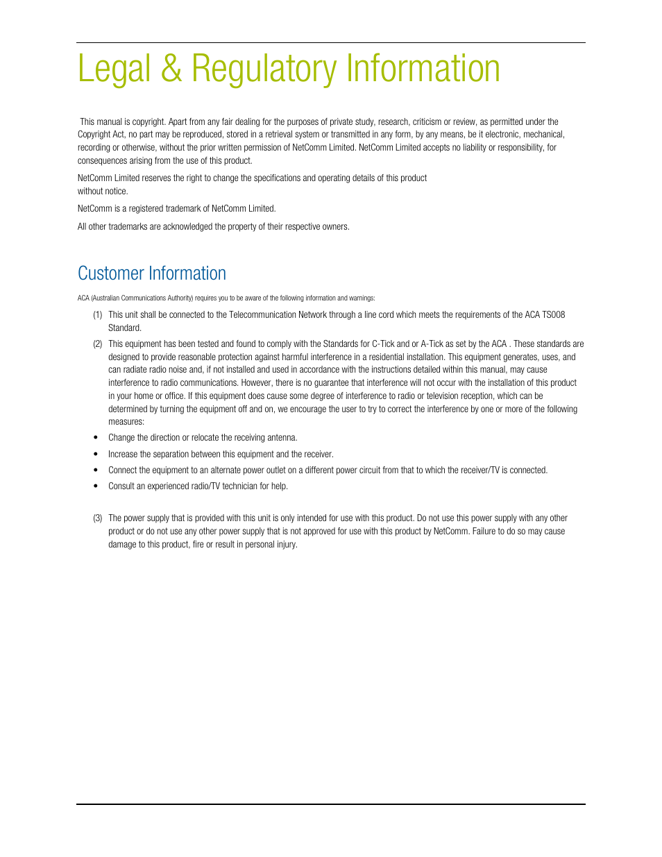 Legal & regulatory information, Customer information | Nokia CC100 User Manual | Page 54 / 56