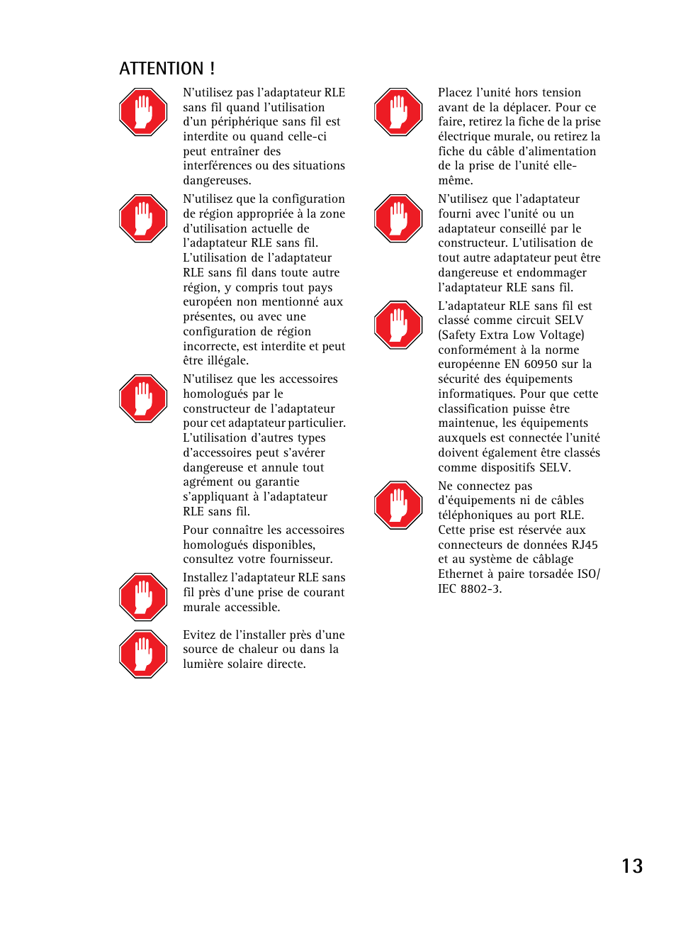 Attention | Nokia A040 User Manual | Page 15 / 66