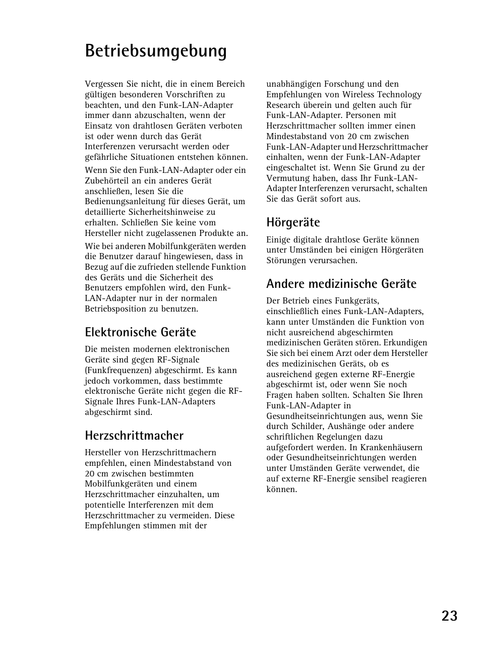 Betriebsumgebung | Nokia A040 User Manual | Page 25 / 66
